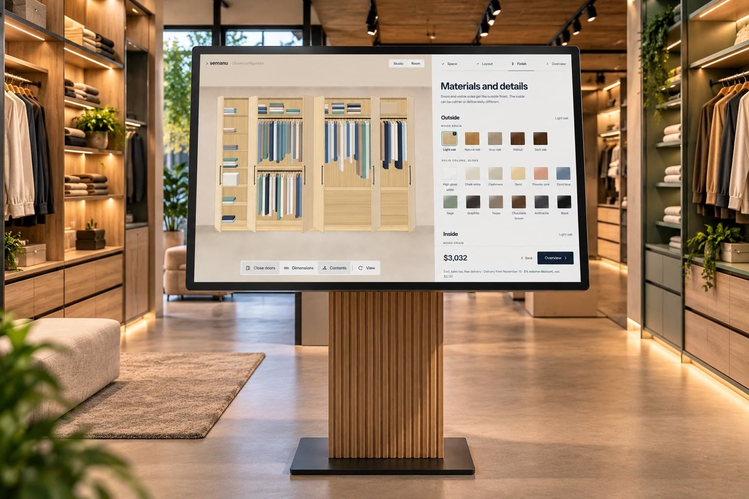 semanu interactive kiosk in a showroom